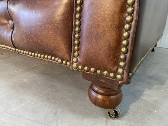 Mega XXXL Chesterfield Sofa Cognac Cigars Mint Condition – Leather, Wood (photo 9 of 11)