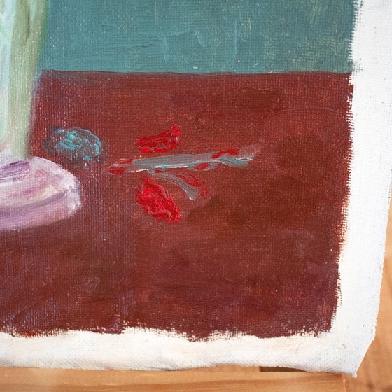 Image 1 of Vintage Still Life of Flowers in a Vase, Oil on Canvas, Unframed
