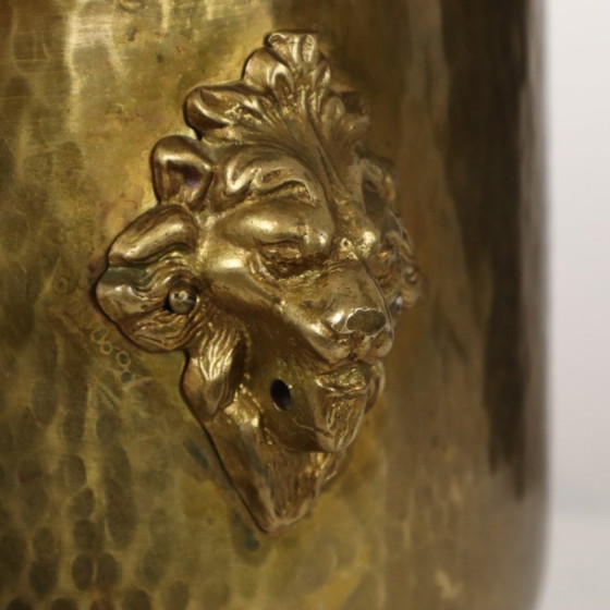 Large Jardinière Flowerpot Hammered Brass Lionheads – Decorative Objects (photo 7 of 15)