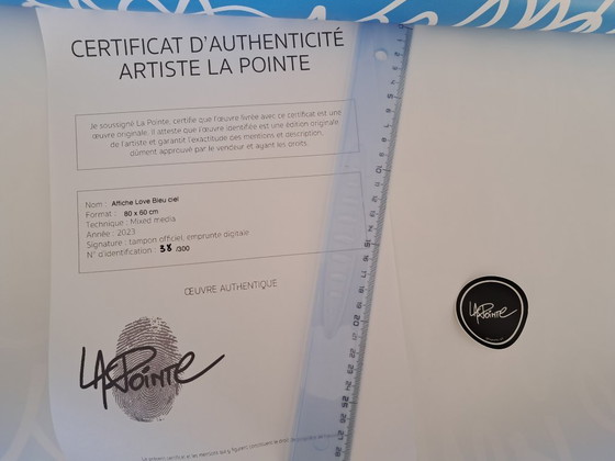 Image 1 of LA POINTE - Love bleu ciel - Lithographie d'artiste encadrée