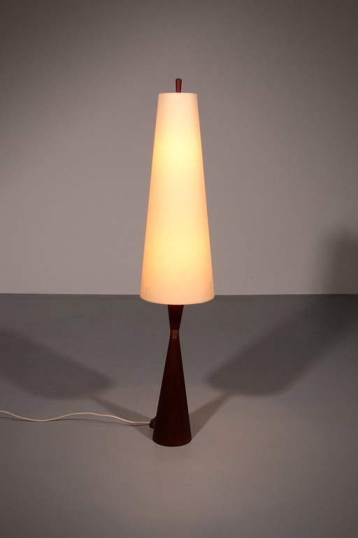 Teak Floor Lamp with Fabric Shade from Parker Knoll, 1960s