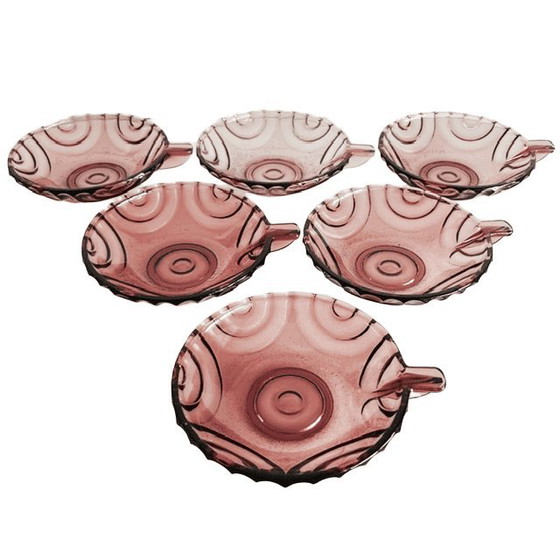 Set of Six Art Deco Aperitif Dishes Amethyst Glass Purple 1930s – Crockery (photo 2 of 12)