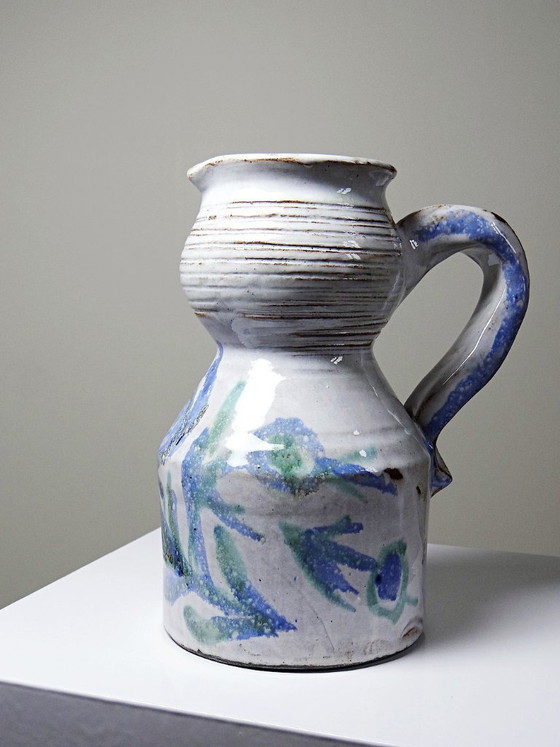 Image 1 of Glazed stoneware pitcher from Vallauris, 1970s, Boris Kasianoff, Albert Thiry, Le Mûrier Era