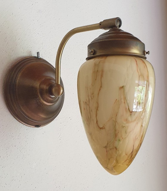 Image 1 of Art-Deco-Wandleuchte aus Opalglas