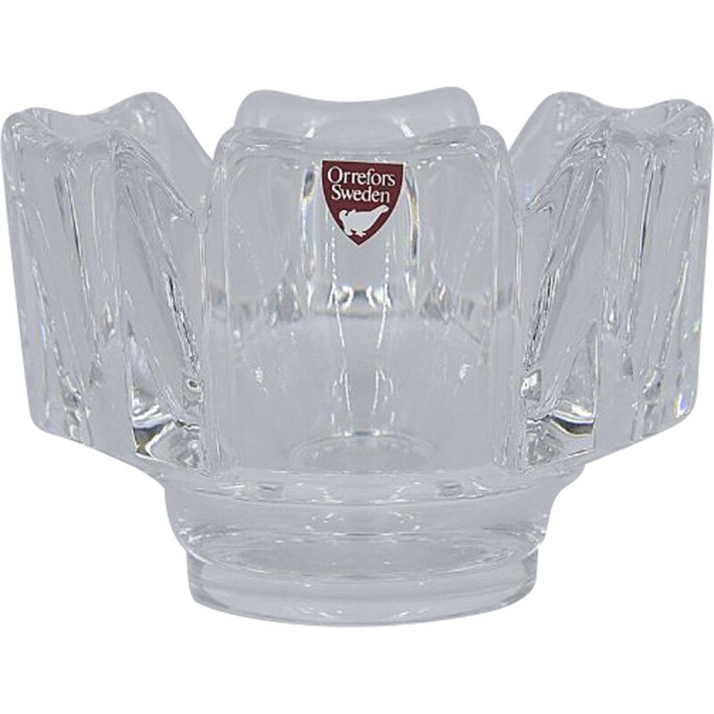 Bol En Cristal Signé Orrefors – Pièce Maîtresse En Verre Taillé – Art Suédois