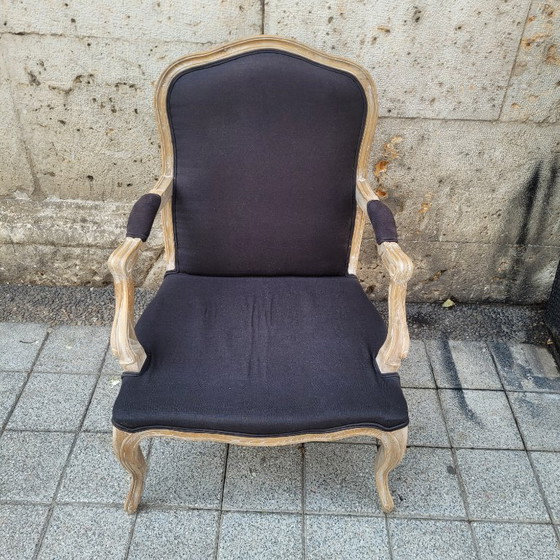 Image 1 of Chaise à la reine, style Louis XV / Provençal, chêne et garniture, XIXe siècle - France