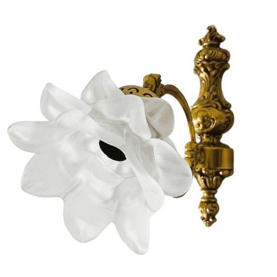 Image 1 of Applique murale baroque rococo vintage en laiton du milieu du siècle rose années 1950