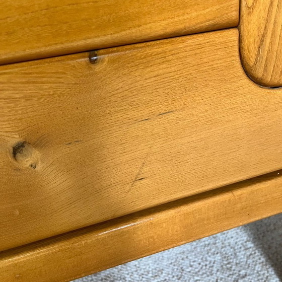 Image 1 of Large French sideboard in solid elm, 1970, attributed to the Chauvin Workshop