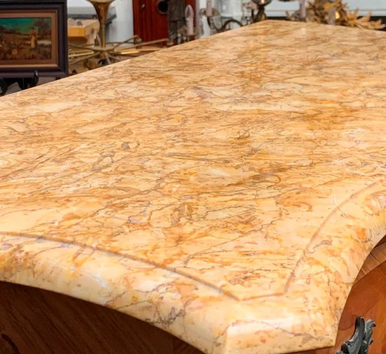 Antico scrittoio francese in bronzo e intarsi in legno. – Scrivanie, Bronze, Marble (photo 5 of 10)