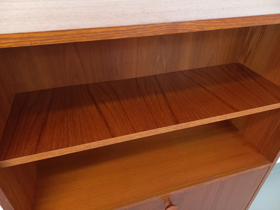 Image 1 of Vintage Scandinavian Modernist Storage Bookcase in Teak and Black Metal from the 60s
