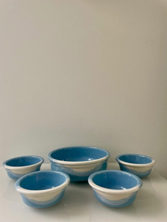 Image 1 of Kultakeramiikka Finland tray set blue/white (5-piece)