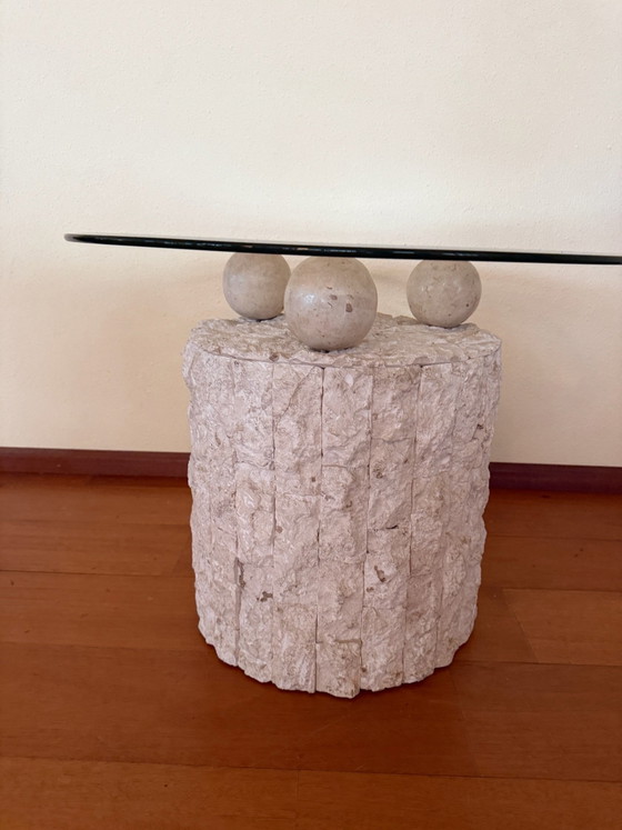 Vintage fossil stone coffee table Pierre Magnussen Ponte, Glass, Beige (photo 4 of 7)