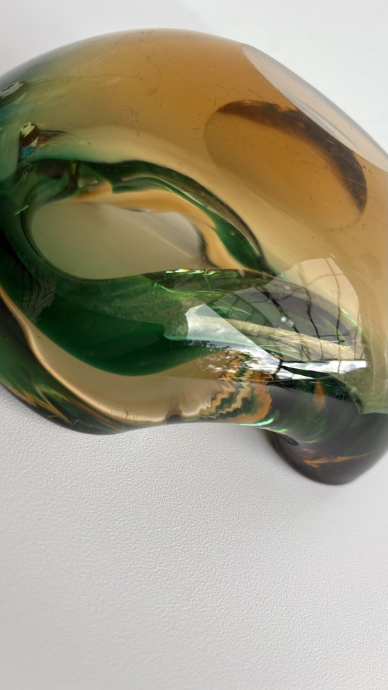 Vintage Murano Glass Geode Jewelry Bowl / Ashtray Sommerso - Flavio Poli Design (photo 6 of 14)