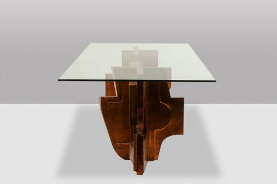 Image 1 of Matteo Ceccarelli. Sculpturale tafel in de "Brutalistische" stijl. Jaren 80.