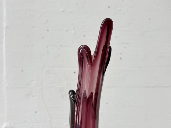 Image 1 of Vase expressif en verre de Murano violet, années 1950