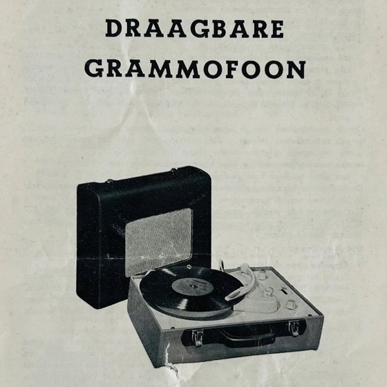 Image 1 of gramophone portable Philips - vers 1955 - complet et en état de marche - avec notice d'origine