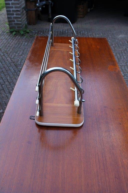 Image 1 of Vintage 60s/70s coat rack with chrome and wood