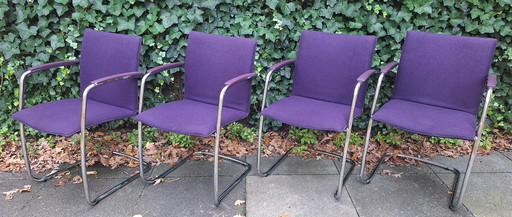 4x Leolux chairs purple wool