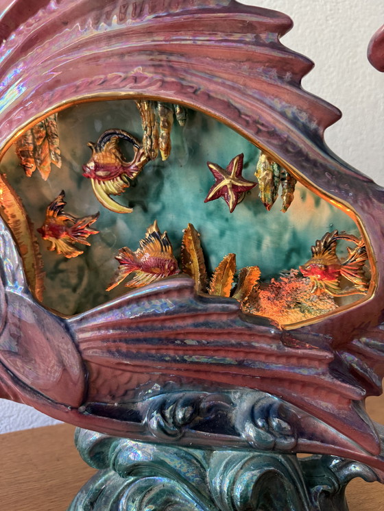 Image 1 of Grote keramische vis lamp jaren 50