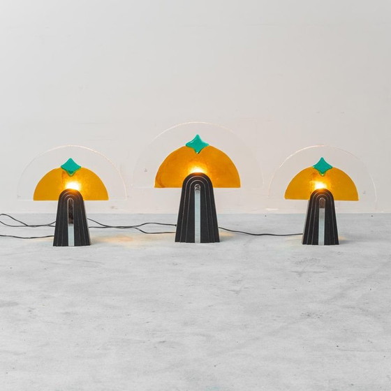 Image 1 of SET DI 3 LAMPADE VINTAGE IN VETRO DI MURANO DI GAMBARRO & POGGI, DESIGN ANNI '80
