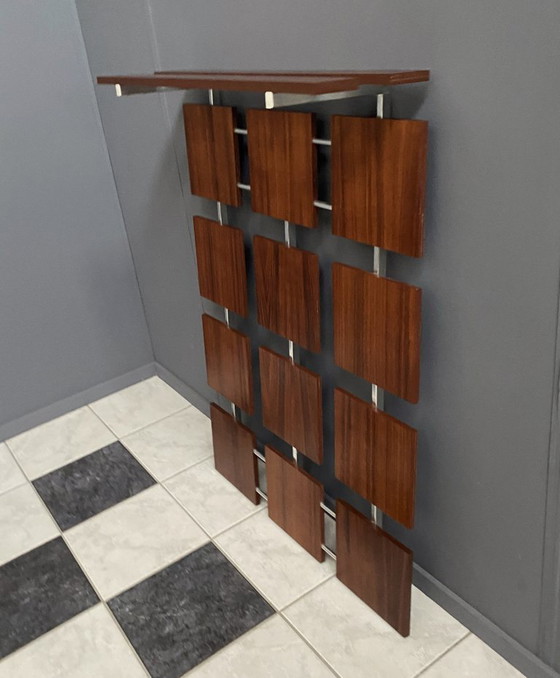 Image 1 of Appendiabiti da parete in legno impiallacciato palissandro e cromo, anni '60