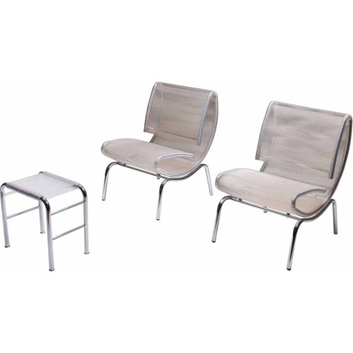 Coppia di poltrone vintage in cromo e plastica, 1960