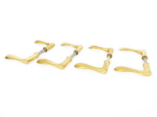 Set of 4 pairs of solid brass door handles circa 1960