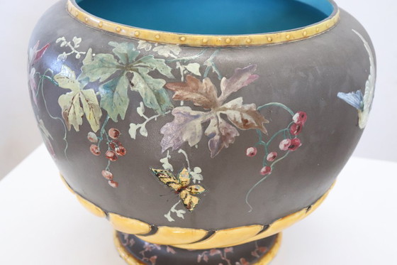 Image 1 of Vaas van keramiek met bloemendecor, Italië, jaren 1980