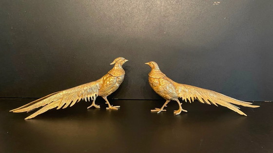 Image 1 of Pair of pheasants Maison Forrest * Hollywood Regency * Vintage 80s