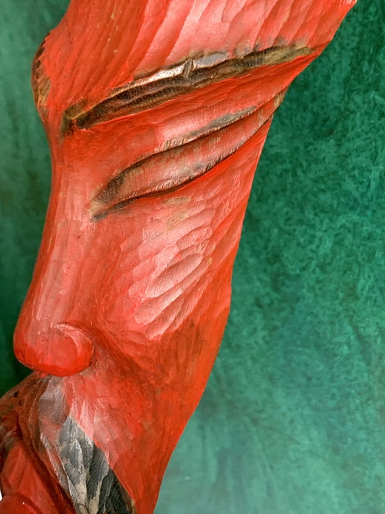 Zeldzame originele polychrome houten totemsculptuur – Jean Pons (1913-2005) – School van Parijs (photo 10 of 15)