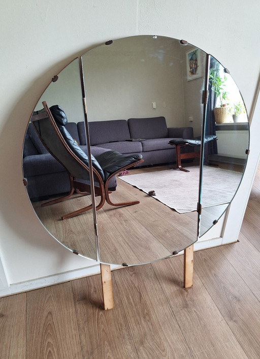 Miroir rond pliant vintage