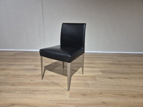 Image 1 of 4x B&B Italia Maxalto - Eetkamerstoelen Melandra - Zwart - Leer - Design