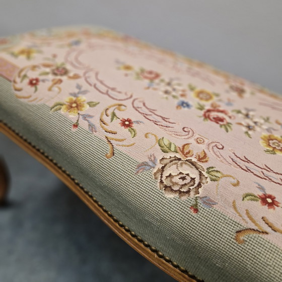 Image 1 of Louis XV boudoir bench Antique needlepoint