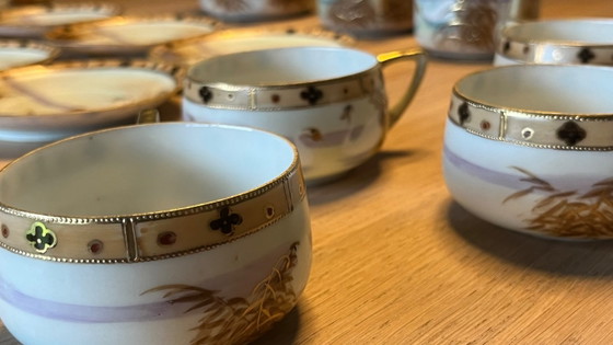 Servizio da tè giapponese in porcellana, Hand Painted Nippon - Inizio XX secolo, Stoviglie, Crema (foto 4 di 16)