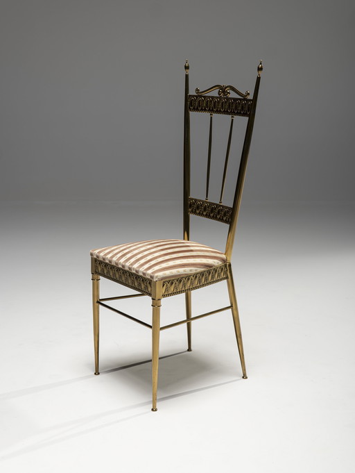 Chaise d'appoint en laiton Chiavari, Italie, années 1960