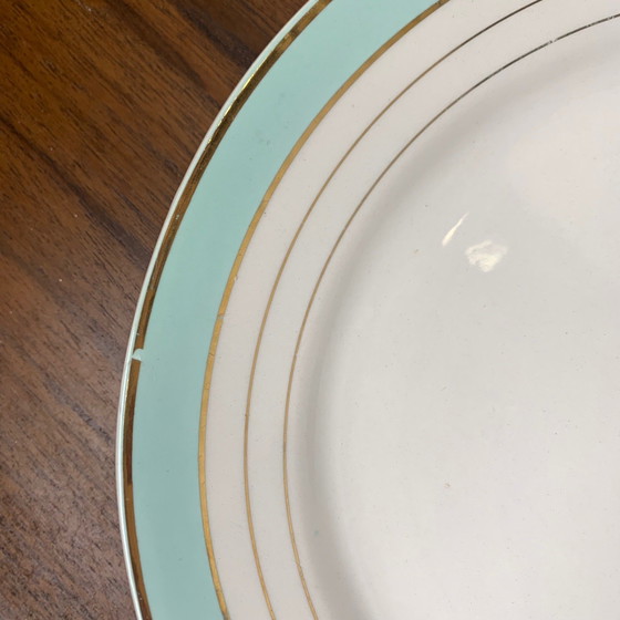 Image 1 of Set di 8 piatti piani Lunéville, modello &quot;Régence&quot;, verde acqua, fine XIX secolo