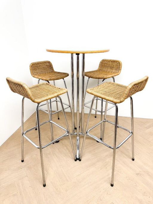 4 x in the style of Rohé Noordwolde, Dirk van Sliedregt, high bar stools with bar table