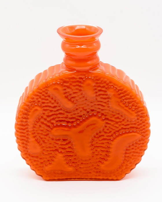 Image 1 of Vintage Mid Century Kristallglaswerk Hirschberg Space-Age Vaas Duo: Gedurfde blauwe en oranje glazen meesterwerken