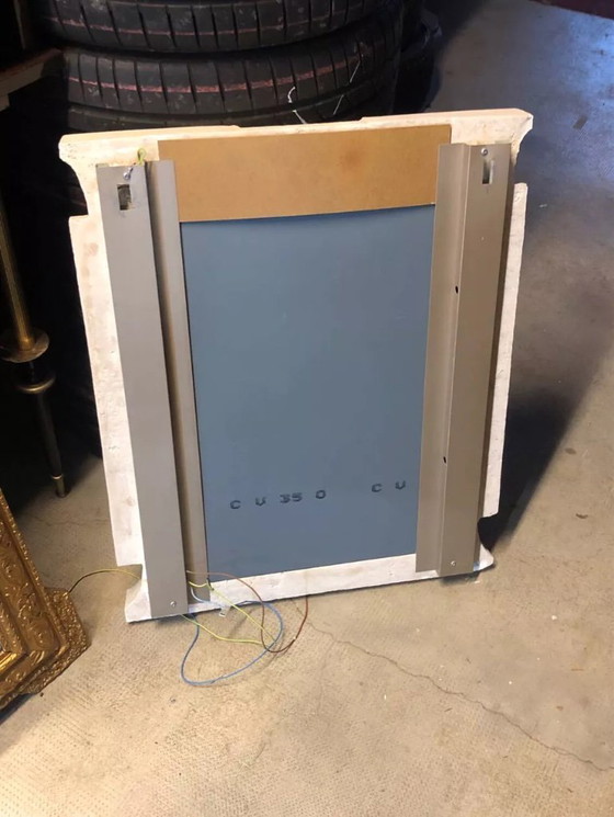 Image 1 of Specchio da parete in pietra in stile egizio con illuminazione