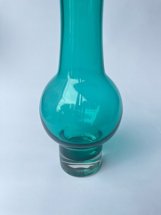 Image 1 of Finnish Design - Riihimäki 70s Green Glass Vase 1371 for Riihimäen Lasi OY