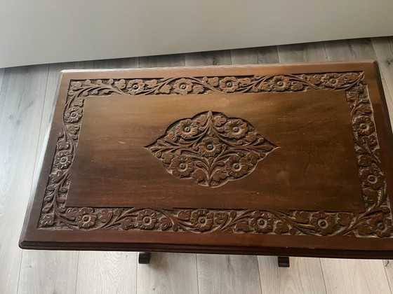 Image 1 of Pakistani Chiniot hand-carved rosewood chairs with Savonarola-inspired folding form
