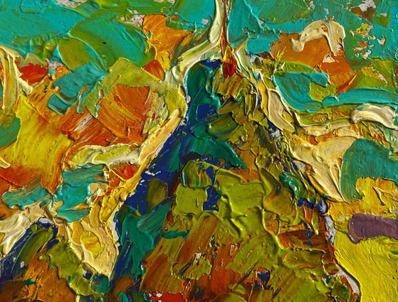 Image 1 of Original Oil Painting Summer Nature Landscape Sunny hot day in the field