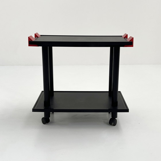 Image 1 of Chariot postmoderne noir et rouge par Anna Castelli Ferrieri pour Kartell, 1980S