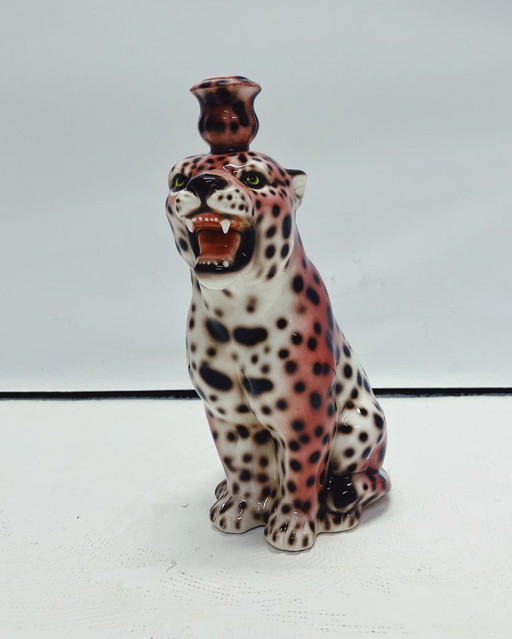 Roze Panter Kandelaarhouder Keramiek