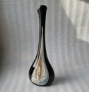 Vintage Florence opaline vase, glass, height 53 cm, colours mother-of-pearl, black, swirl.