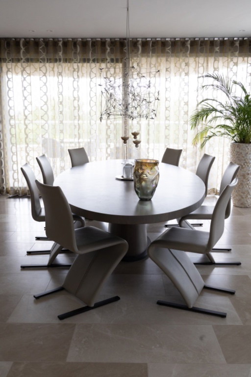 Einzigartiges Set aus 8 Draenert Design Esszimmerstühlen