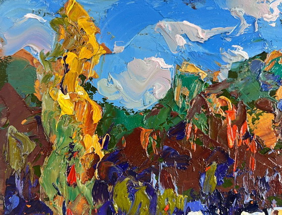 Image 1 of Original Oil Painting Summer Nature Landscape Morning at the edge of the forest