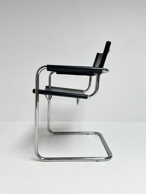 Image 1 of Set di 4 sedie in pelle Mart Stam S34, anni '70