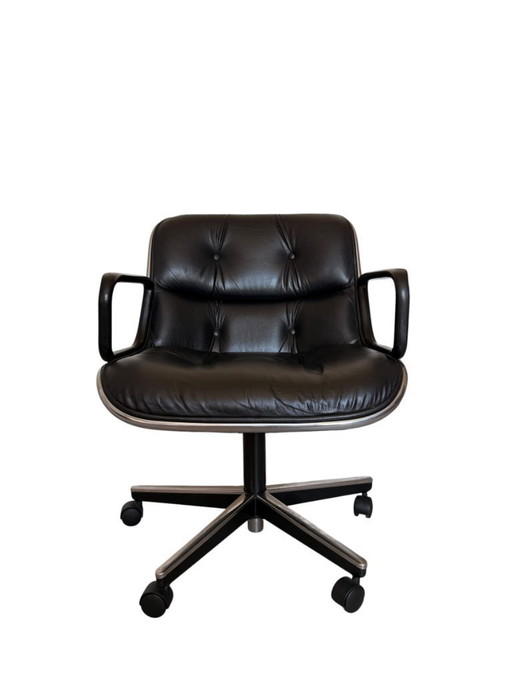 Authentic Charles Pollock Executive Desk Chair for Knoll - Black Leather