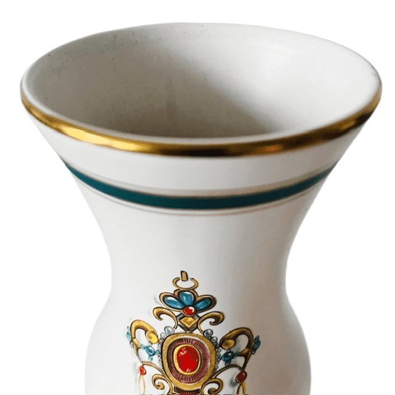 Image 1 of Vaso vintage in ceramica Gouda con motivo floreale, decorazione Marjon anni '60